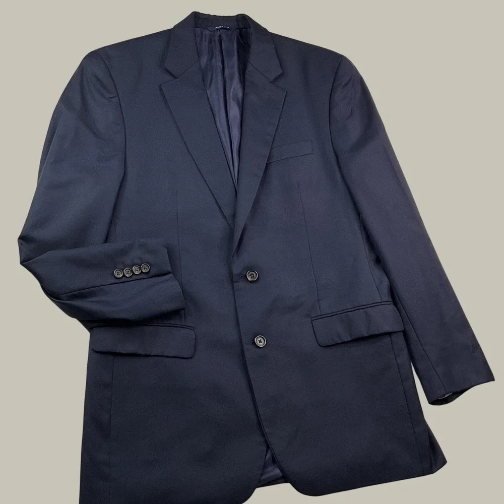 Ralph Lauren blazer coat Mens 42L Navy Blue 100% Wool